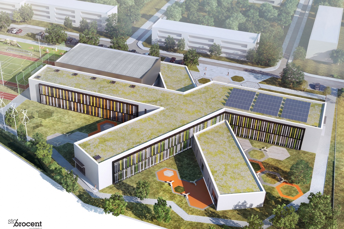 Projekt szkoły w Siechnicach, fot. Stoprocent Architekci Taki pomysł na szkołę mieli Stoprocent Architekci