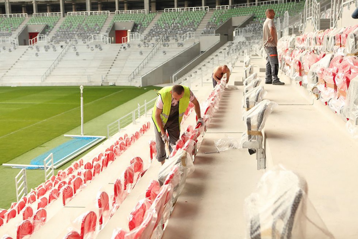 Budowa stadionu GKS Tychy, fot. Michał Giel / Tyski Sport S.A Nowy termin zakończenia budowy stadionu od Perbo-Projekt