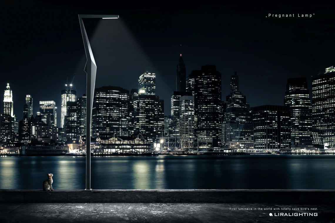Lampa w ciąży, projekt Ultra Architects, producent: Lira Lighting Lampa w... ciąży na polskich ulicach