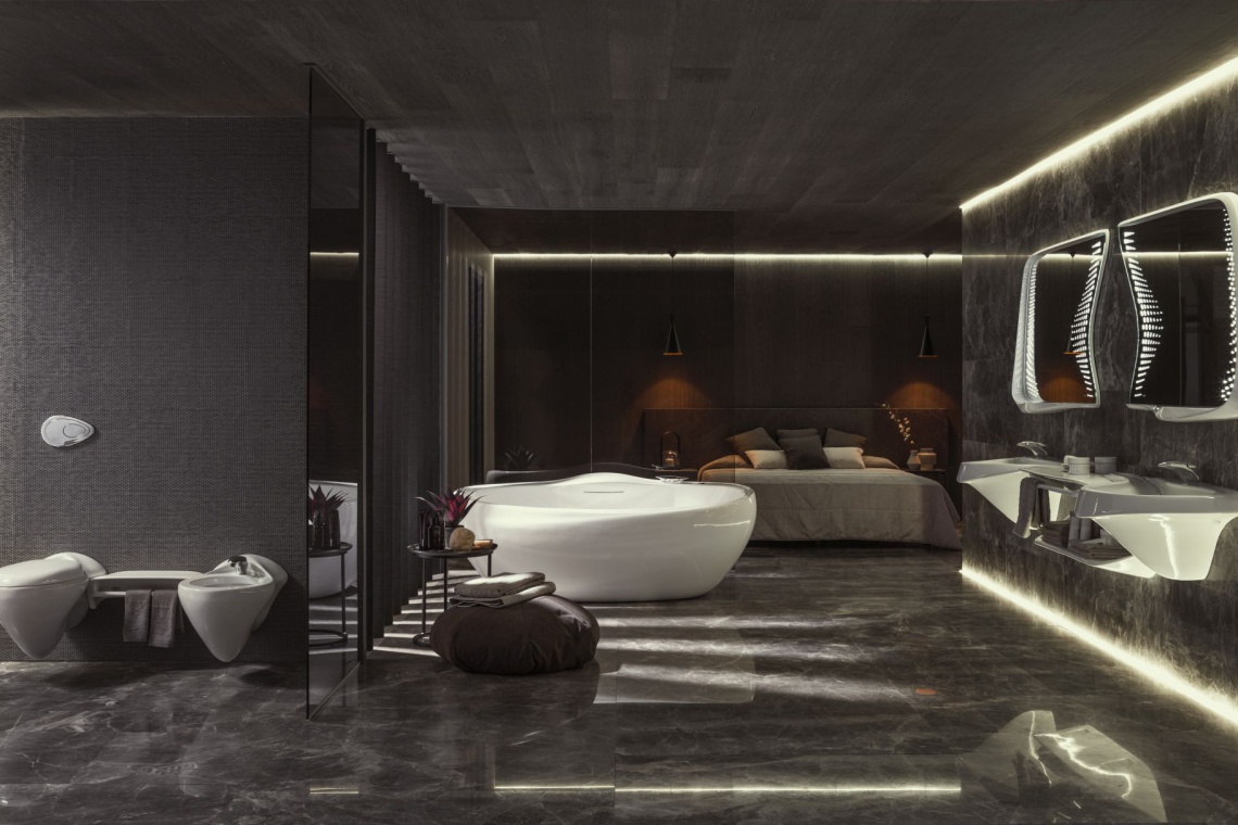 Kolekcja Vitae, fot. Porcelanosa / materiały prasowe Łazienka przyszłości od Zahy Hadid