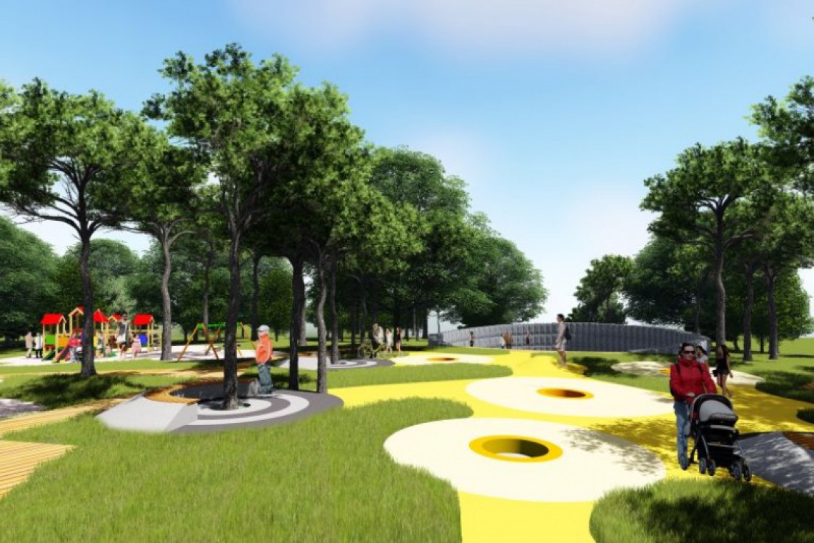 Wizualizacja placu zabaw w Parku Kultury w Powsinie, fot. Park Kultury w Powsinie Kto zbuduje plac zabaw w Powsinie?