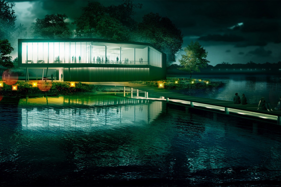 Projekt restauracji nad zalewem rybnickim, Rybnik, fot. TOPROJEKT Nowoczesny projekt ośrodka sportowego