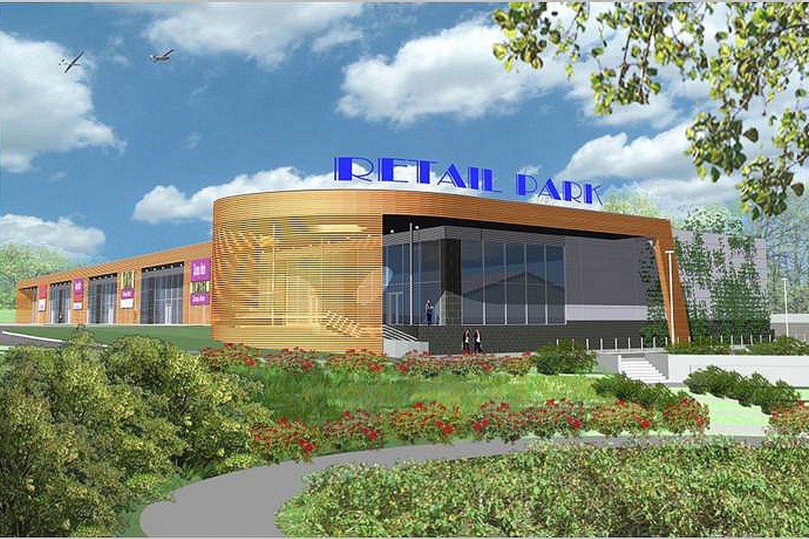 Retail Park Bielsko, fot. Biuro Inwestycji Kapitałowych Trwa budowa retail parku autorstwa Gronner & Rączka Architekci