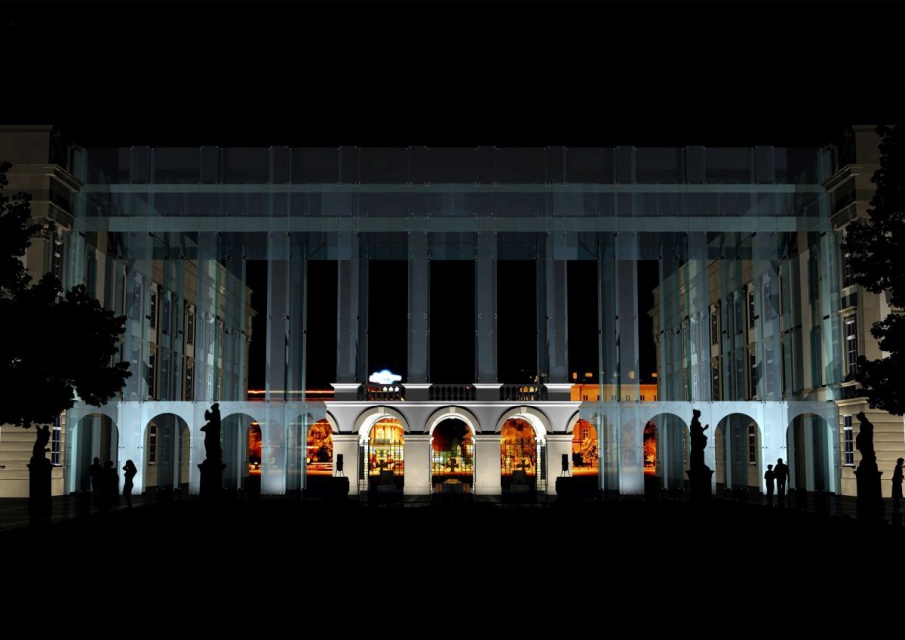 Pałac Saski, widok od strony Parku Saskiego, fot. FAAB Architekci Nowy projekt Pałacu Saskiego byłby bardziej nowoczesny i radykalny