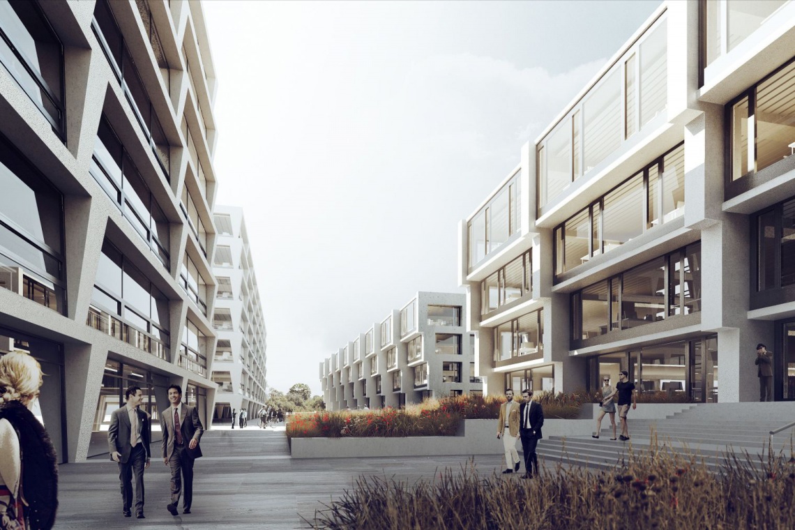 fot. Budynek biurowy P4, który powstanie na Służewcu Kompleks biurowy P4 projektu JEMS Architekci na warszawskim Służewcu