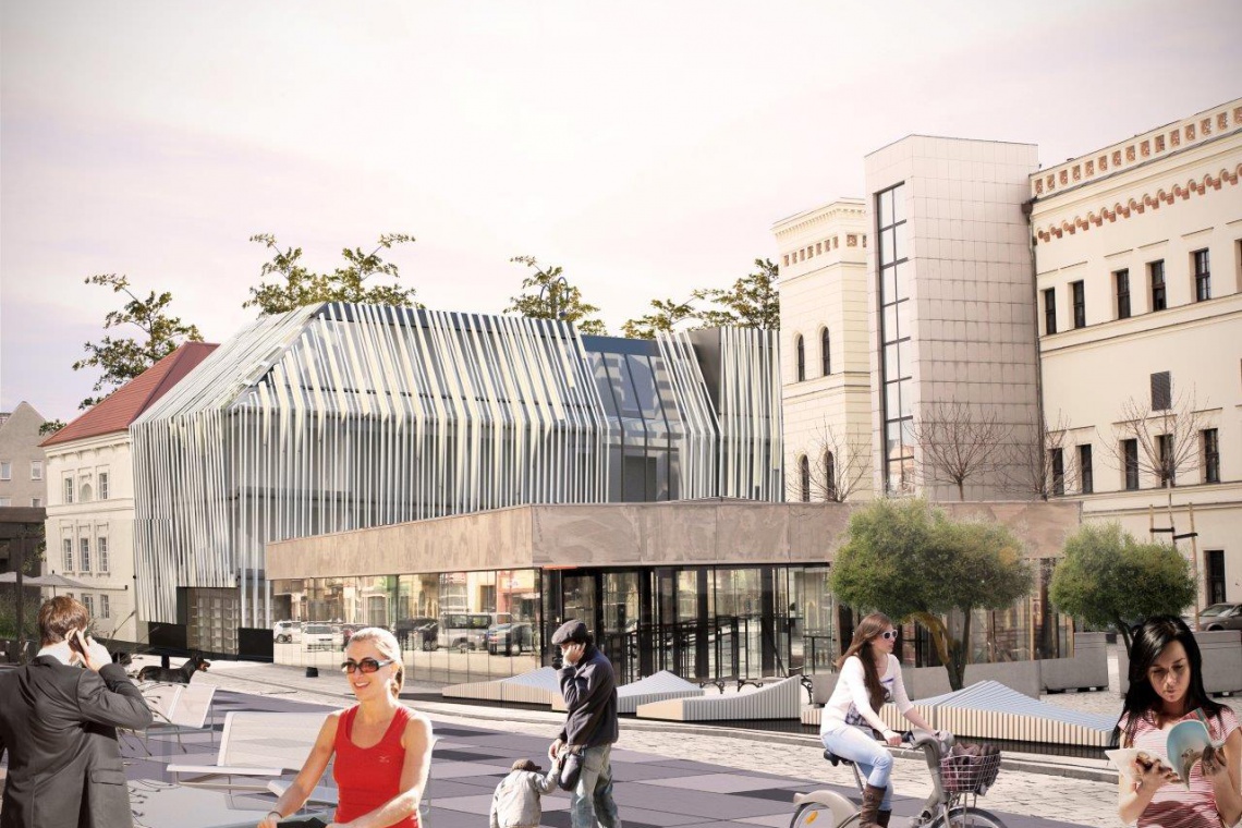 Projekt koncepcji architektoniczno-urbanistycznej odbudowy i rozbudowy dawnego teatru miejskiego, Głogów, Ozone Studio Architektoniczne Ozone Studio nagrodzone za szklano-lustrzaną elewację