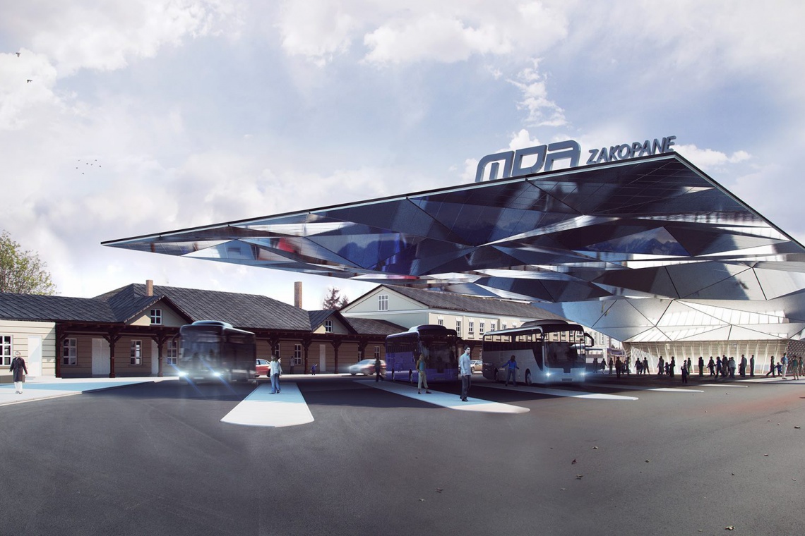 Koncepcja dworca autobusowego w Zakopanem, B-A-S - Biuro Architektury Stosowanej Kosmiczny dworzec autobusowy w Zakopanem projektu B-A-S