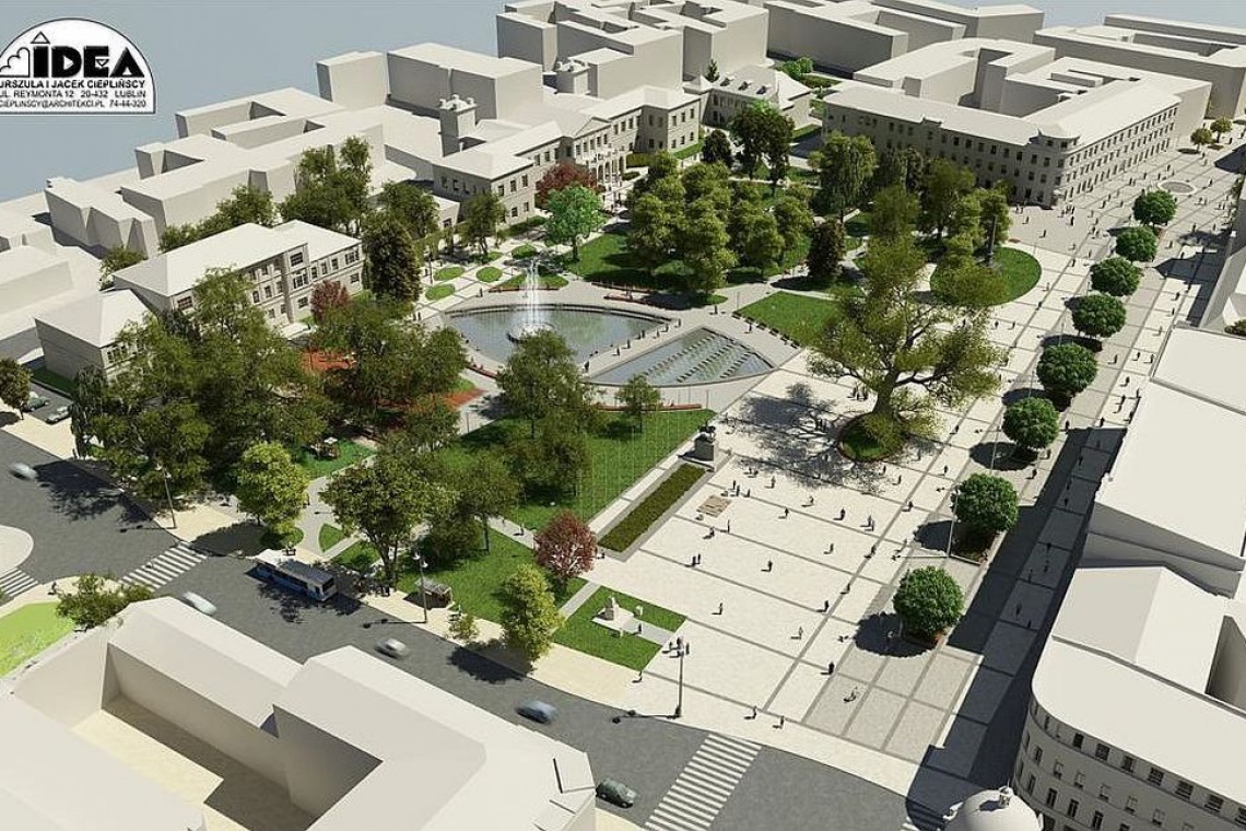 Nowy Plac Litewski w Lublinie, projekt: Biuro architektoniczne IDEA Urszula i Jacek Cieplińscy, fot. UM Lublin Ślady dawnych murów cerkwi i klasztoru na Placu Litewskim
