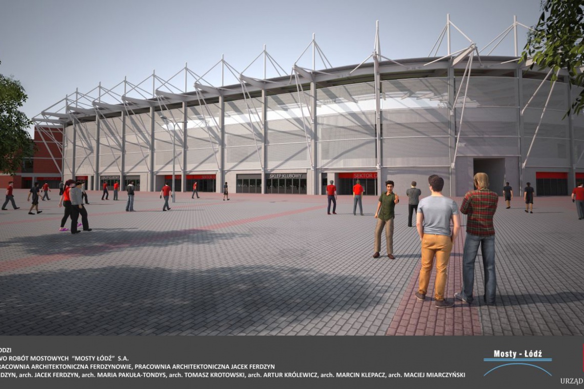 Wizualizacja stadionu przy al. Piłsudskiego w Łodzi, fot. UM Łódź Nowy stadion Widzewa projektu biura Ferdzynowie z kamieniem węgielnym