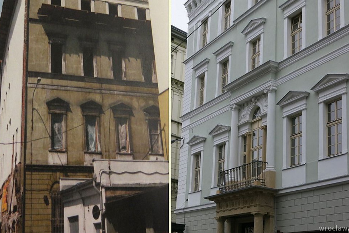 Kamienica przed remontem i po remoncie, fot. wroclaw.pl Gotycko-renesansowa kamienica we Wrocławiu zrewitalizowana