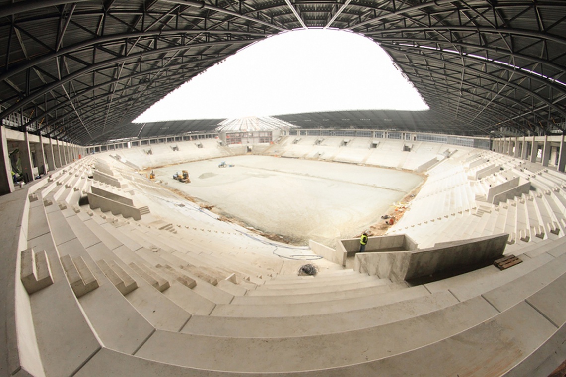 Stadion GKS Tychy rośnie w oczach, fot. Michał Giel / Tyski Sport S.A. Nowe zdjęcia z budowy stadionu GKS Tychy z koncepcją Perbo-Projekt