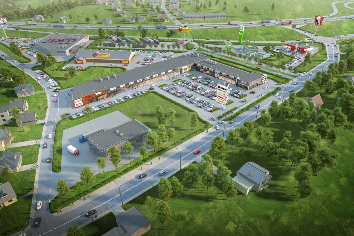 fot. Obiekt handlowo-usługowy Mila Park Handlowy w Płoński Nowy park handlowy w Płońsku wykonało PBM Lachendrowicz