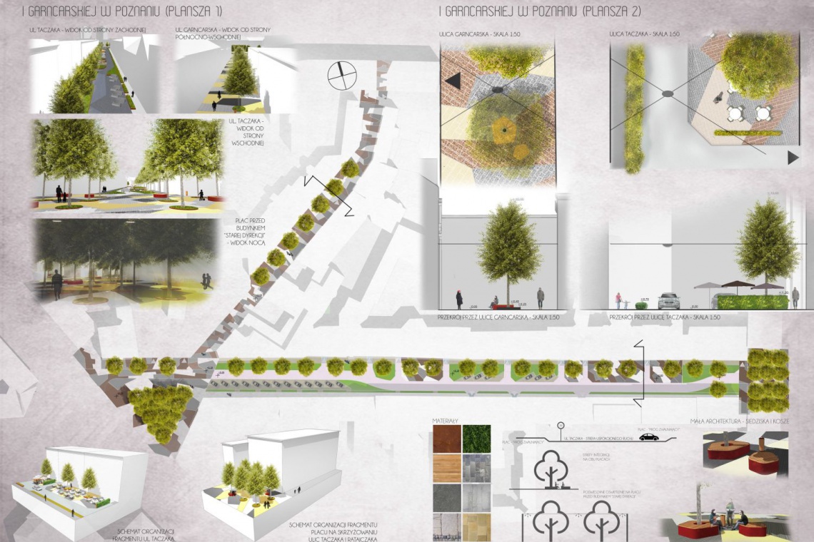 Projekt konkursowy pracowni architektury krajobrazu iKropka Tak mogła wyglądać przestrzeń wokół ulic Taczaka i Garncarskiej w Poznaniu