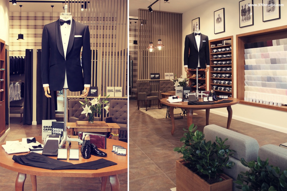Poznański butik marki Mercer, fot. 370studio Eleganckie wnętrze i stylowe garnitury - 370studio dla marki Mercer