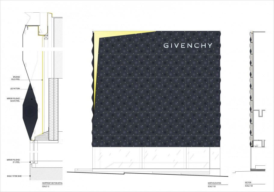 Flagowy salon Givenchy projektu Piuarch to błyszczące czarne pudełeczko
