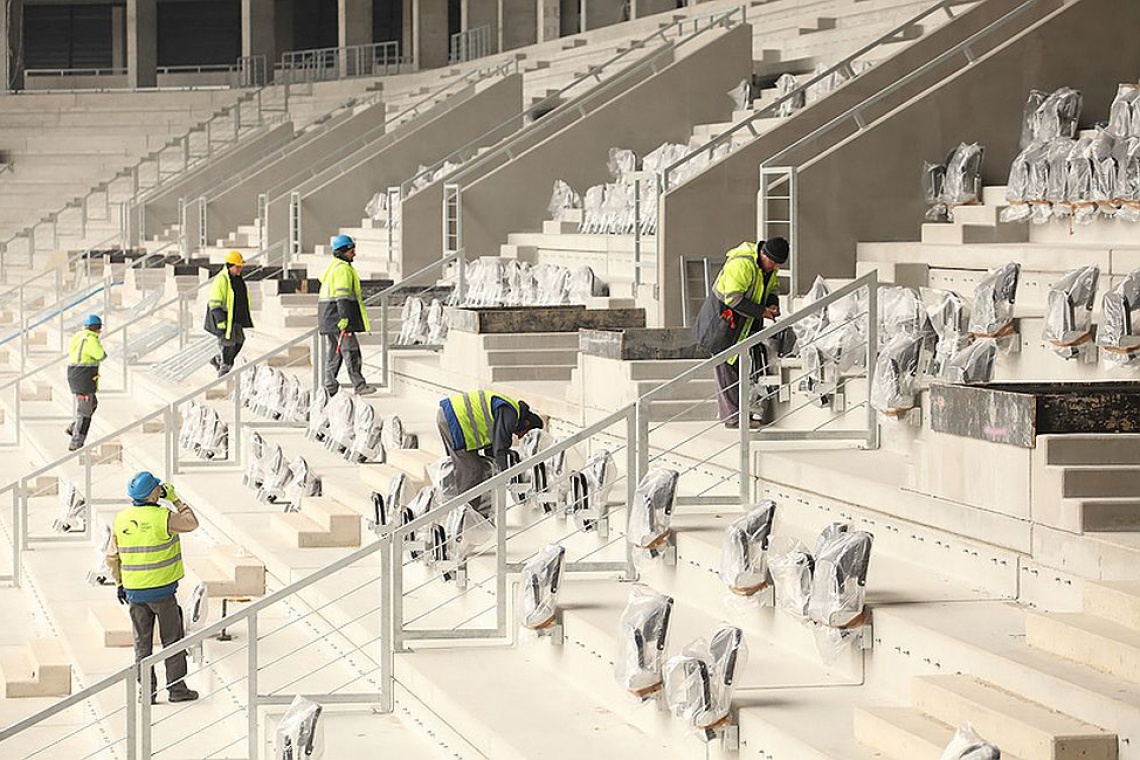Budowa stadionu GKS Tychy, fot. Michał Giel / Tyski Sport S.A Budowa Stadionu Miejskiego Tychy na ukończeniu