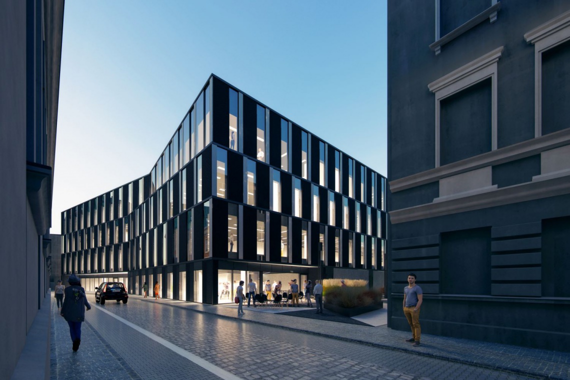 fot. Projekt biurowca przy ul. Za Bramką w Poznaniu autorstwa Ultra Architects Biurowa perełka od Ultra Architects z wiechą