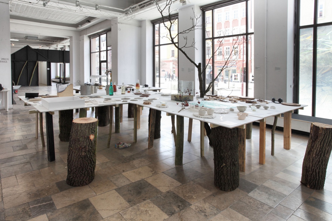 Przestrzeń galerii BWA Design we Wrocławiu zaprojektowana przez BudCud, fot. BudCud, Jędrzej Stelmaszek Nowy projekt BudCud - aranżacja wystawy Ziemia i Woda w BWA Design Wrocław
