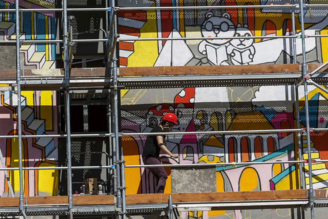 Mural Wieża Babel powstaje w Łodzi, fot. UM Łódź Do końca 2015 r. w Łodzi będzie 50 murali