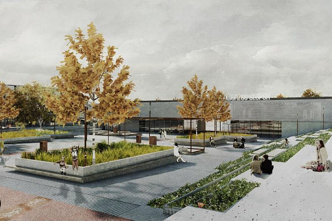 Zwycięski projekt pracowni NMarchitekci (Tomasz Marciniewicz i Zuzanna Szpocińska) i FUV architekci (Michał Poziemski) Dworzec w Słupsku według projektu pracowni NMarchitekci i FUV architekci