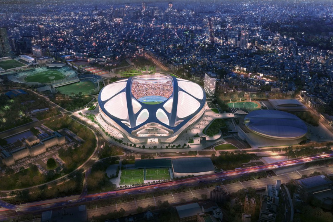 Wizualizacja stadionu w Tokio według Zaha Hadid Architects, fot. Zaha Hadid Architects Zaha Hadid oskarża japoński rząd i architektów