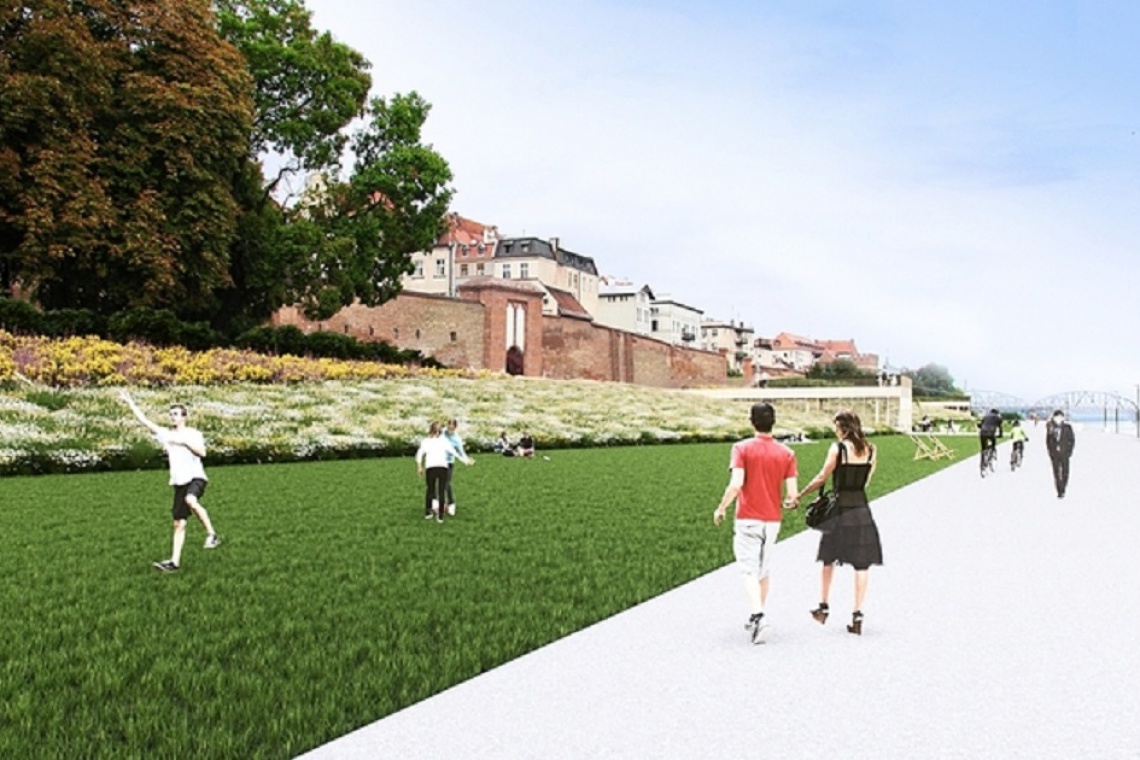 Bulwar Filadelfijski. Wstępna wizualizacja fot. Riegler Riewe Architekci Riegler Riewe Architekci pracują nad projektem Bulwaru Filadelfijskiego w Toruniu