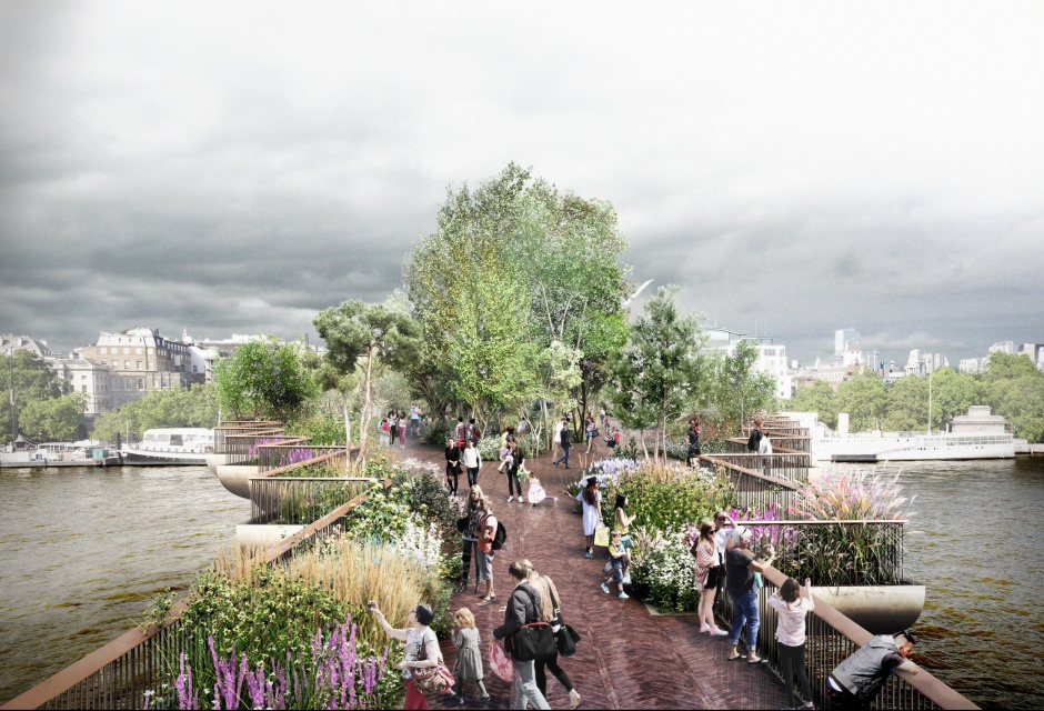 Projekt Garden Bridge w Londynie, fot. Arup Niesamowity Garden Bridge w Londynie zbudują do końca 2018 r.