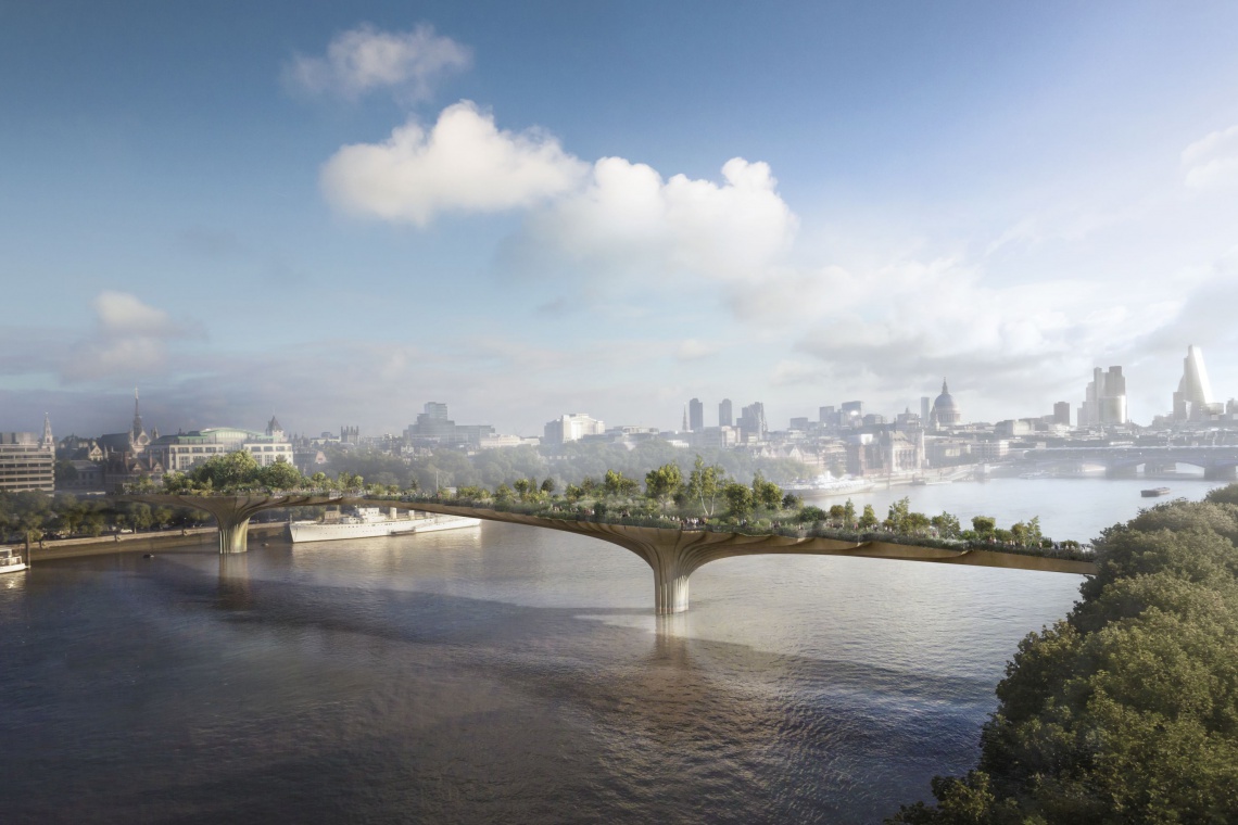 Projekt Garden Bridge w Londynie, fot. Arup Garden Bridge w Londynie - tak się projektuje mosty piesze