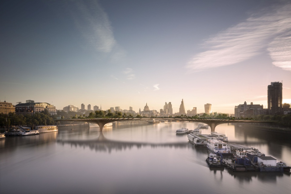 Projekt Garden Bridge w Londynie, fot. Arup Niesamowity Garden Bridge w Londynie zbudują do końca 2018 r.
