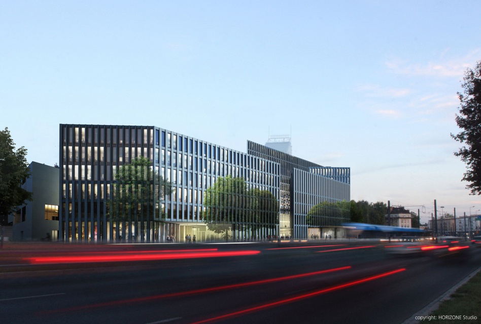 Zespół budynków nowego Ratusza Marszałkowskiego Województwa Małopolskiego w Krakowie zaprojektowany przez Horizone Studio oraz Małeccy Biuro Projektowe Ratusz Marszałkowski w Krakowie z BREEAM Excellent