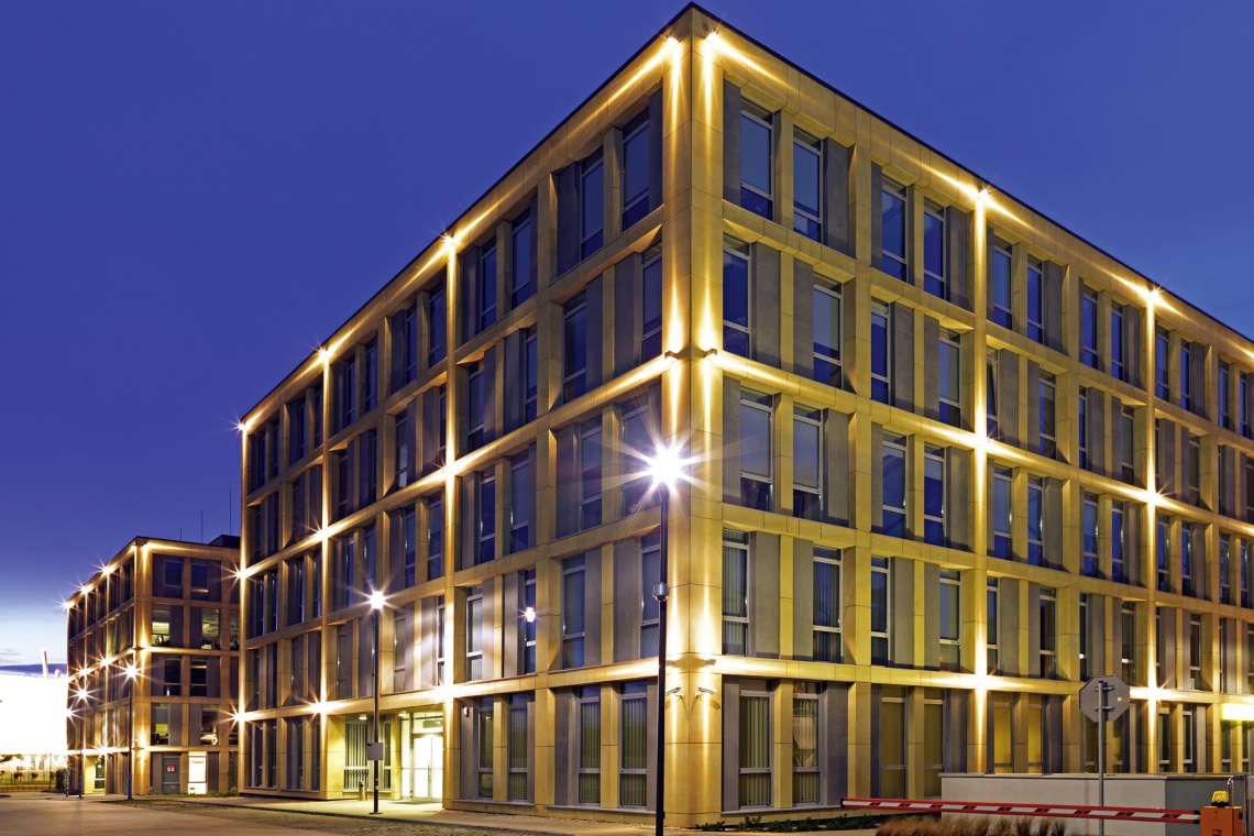 Malta Office Park, fot. Echo Investment Biurowiec projektu Litoborski-Marciniak oficjalnie zielony
