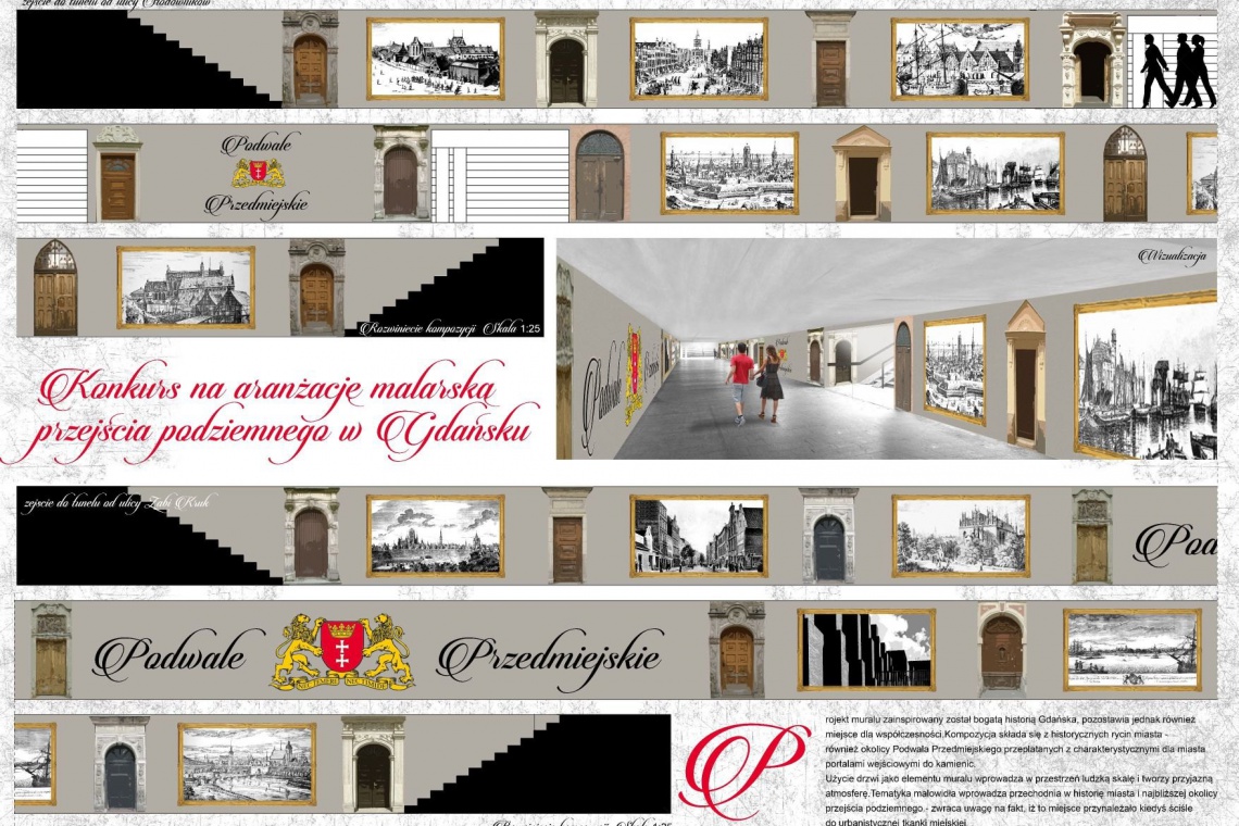 Pierwsze miejsce w konkursie zajęła praca Dawida Celek z Wrocławia, fot. ZDiZ Gdańsk Mural zainspirowany historią Gdańska