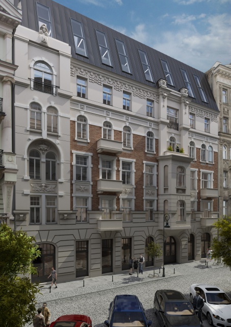 Kamienica przy Poznańskiej 37 po renowacji - wizualizacja Poznańska 37 - detale architektoniczne kamienicy odzyskują blask