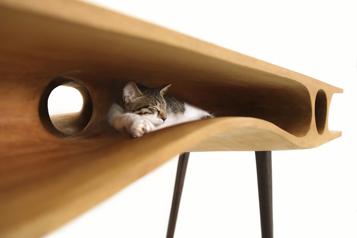 CATable, Courtesy of LYCS Architecture CATable - designerski stół dla człowieka, rajem dla kota