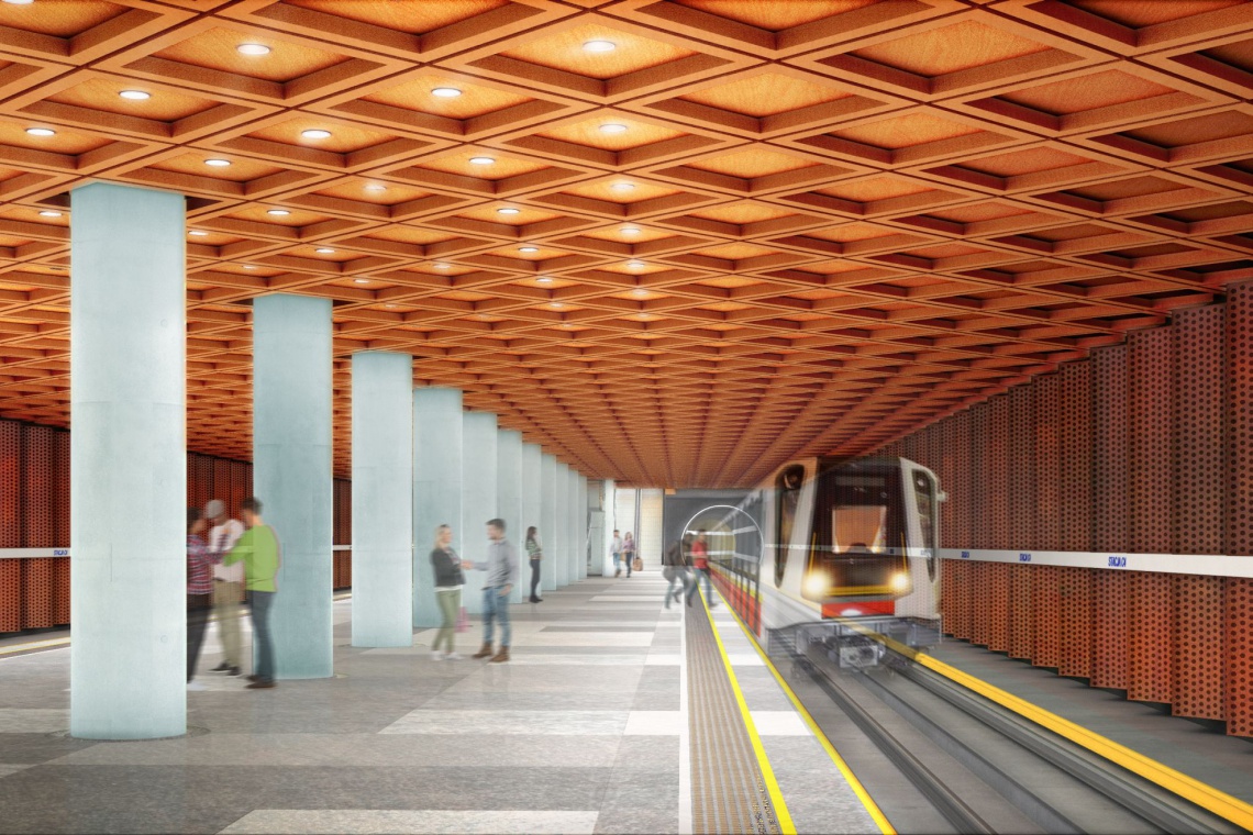 fot. Metroprojekt, wizualizacja zaprojektowanej stacji II linii metra Kolejne pozwolenie na rozbudowę II linii metra