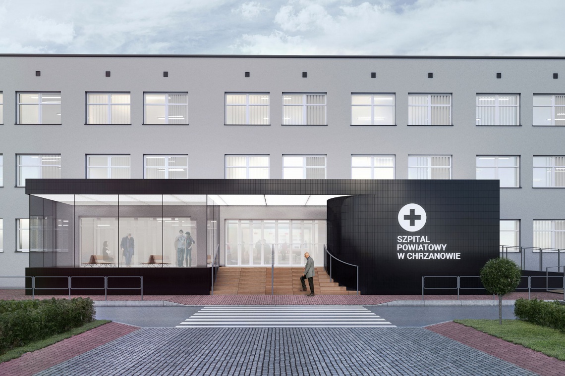 Szpital w Chrzanowie, projekt wejścia głównego: Musk Kolektyw Projektowy Architekci z Musk odmieniają wizerunek szpitala w Chrzanowie