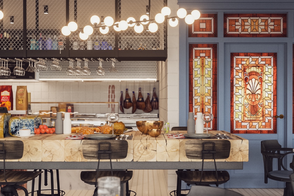 Wizualizacja wnętrza Seafood Station, fot. Sikora Wnętrza Czas na rybę - nowa restauracja Seafood Station w Sopocie