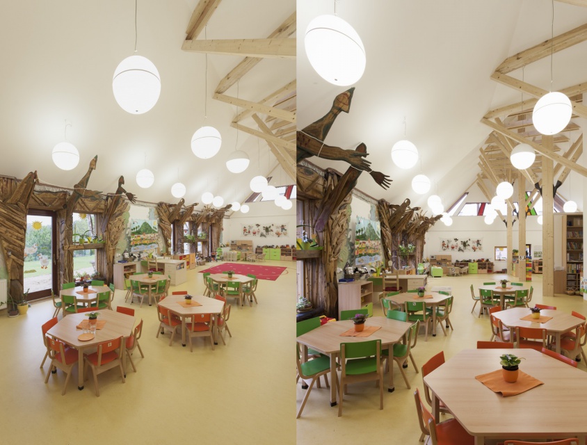Przedszkole w czeskiej gminie Dobrin, Przedszkole to projekt ATELIER 8000 Martin Krupauer, Jiří Střítecký, Czech Republic, fot. Ondřej Bouška Architekci dzieciom - przedszkola XXI wieku