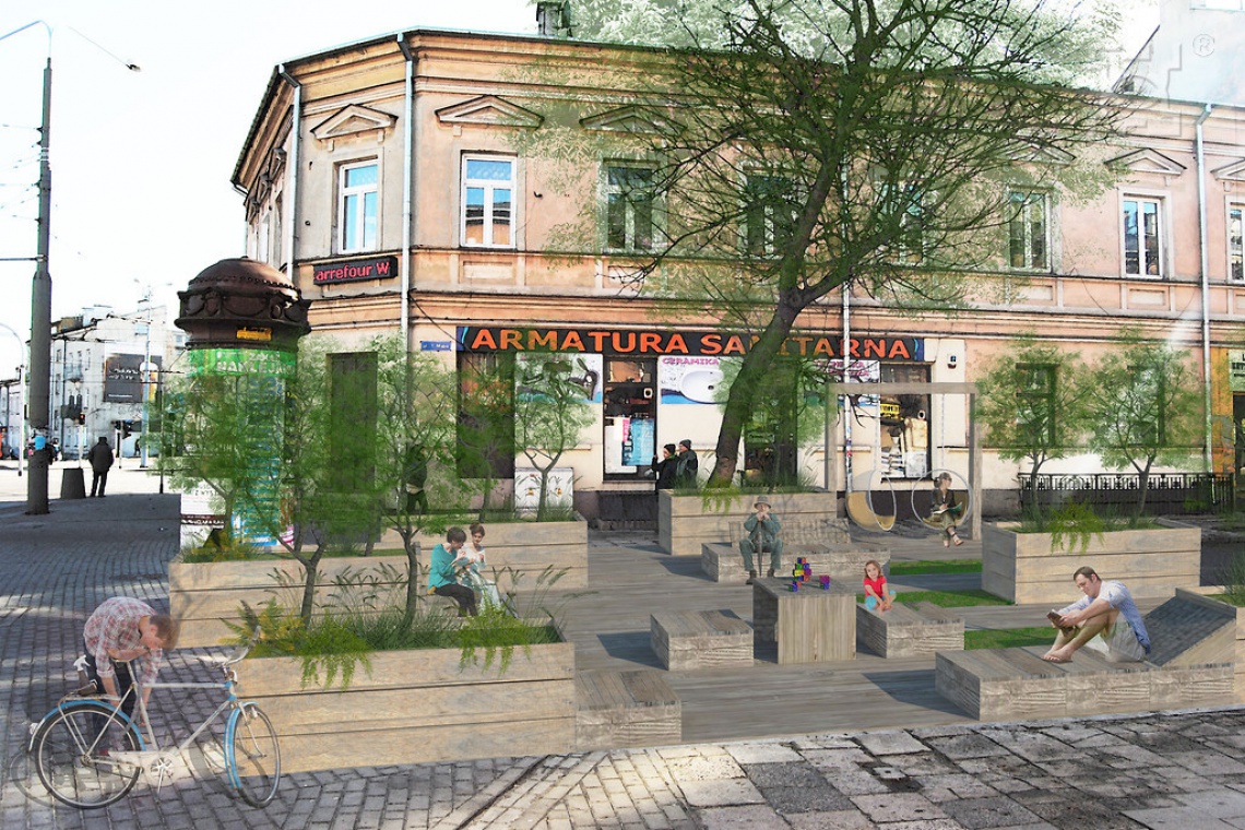 Wizualizacja woonerfu na ulicy 1 maja w Lublinie, autorzy: Emilia Chęć i Katarzyna Szczypior, fot. UM Lublin Lublin idzie w ślady Łodzi i planuje... woonerf