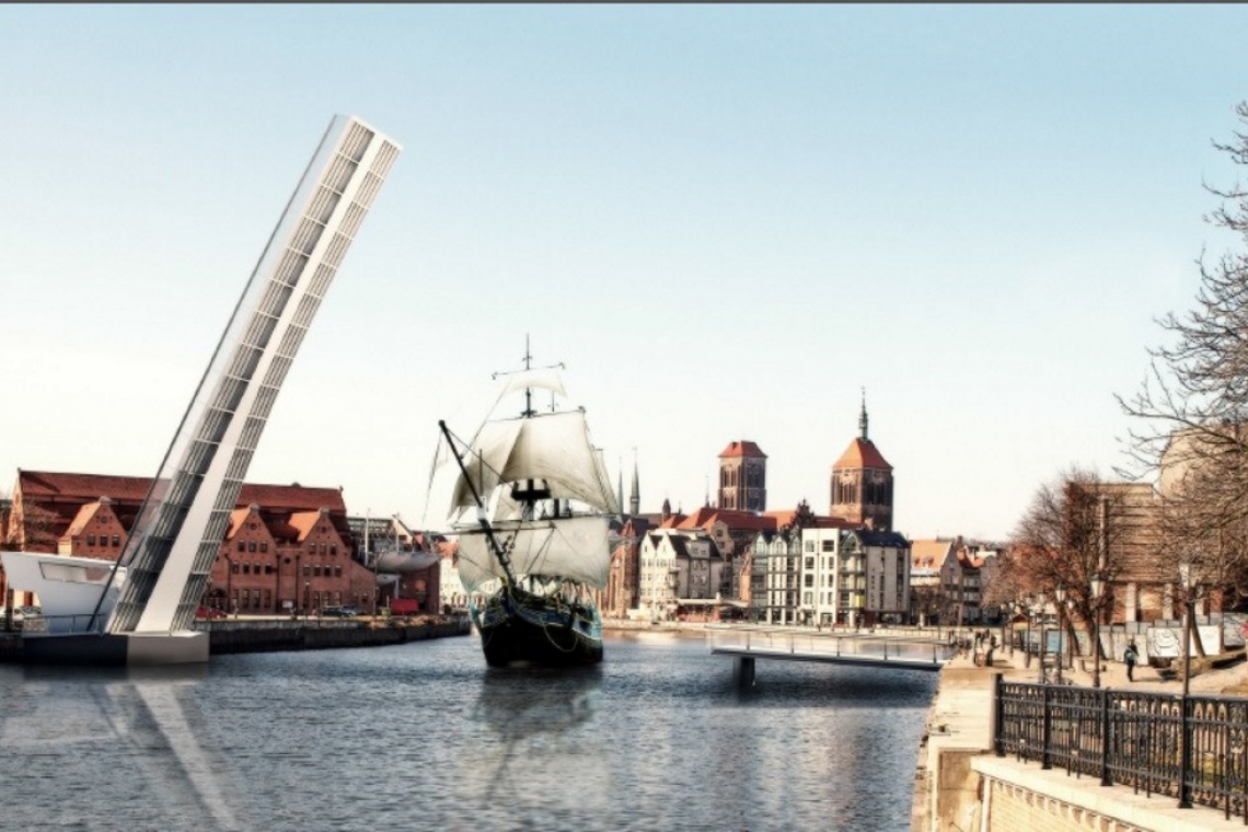 Wizualizacja kładki pieszej przez rzekę Motławę na wyspę Ołowiankę, fot. DRMG Gdańsk Budowa pieszej kładki nad Motławą dobiegła końca