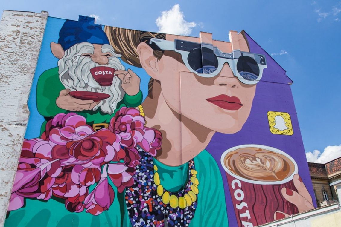 mural Wrocław, Costa Coffee Co łączy krasnale i smoka ze sztuką uliczną i... Costa Coffee?