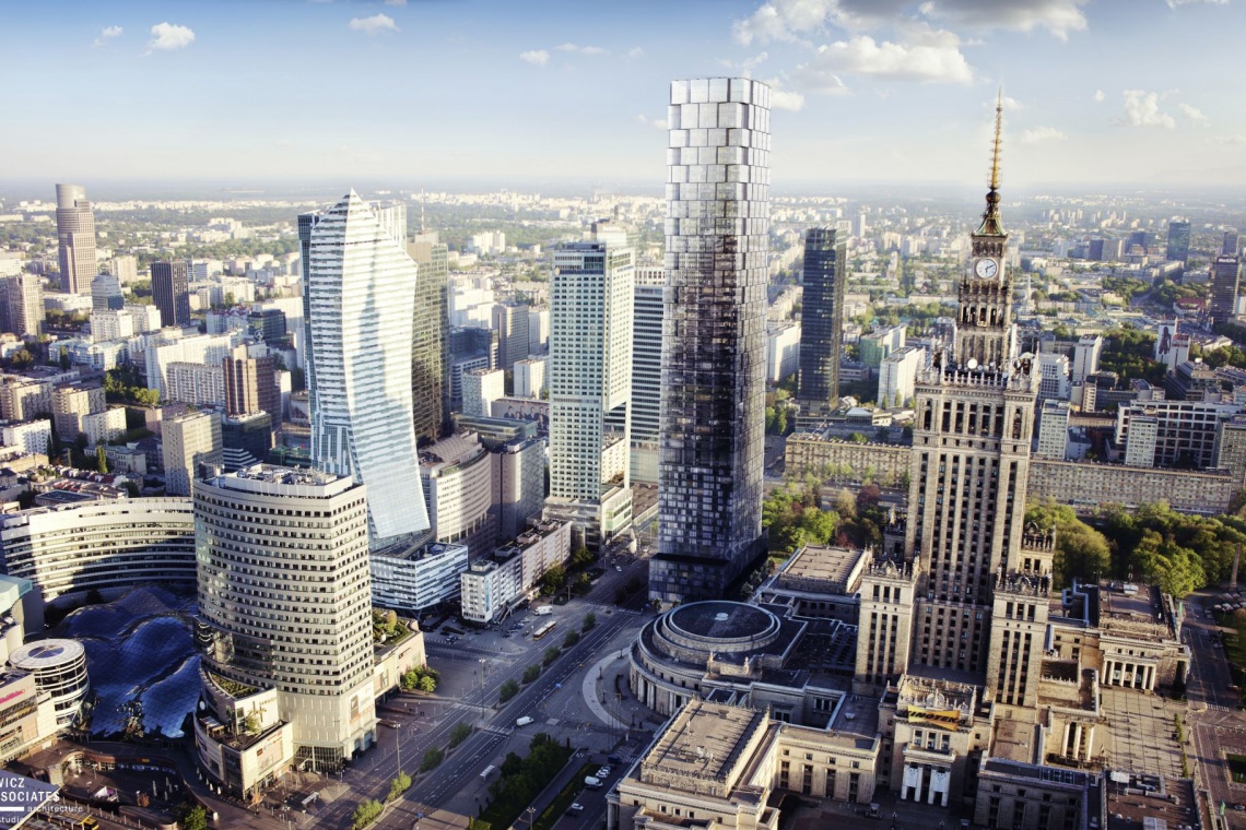 Przedstawiona wizualizacja to jedynie koncepcja architektoniczna powstała na zlecenie Macieja Marcinkowskiego, fot. Materiały prasowe 233-metrowa wieża w samym centrum Warszawy