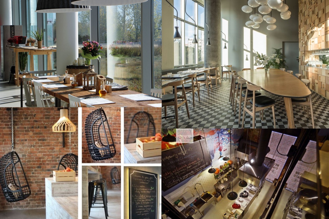 Na zdjęciach (od lewej górnej): Moodro bistro & cafe, Bistro di café deli we Wrocławiu, (od lewej dolnej): Spiżarnia Bistro w Katowicach, Szpulka w łódzkiej Manufakturze Najbardziej designerskie bistra