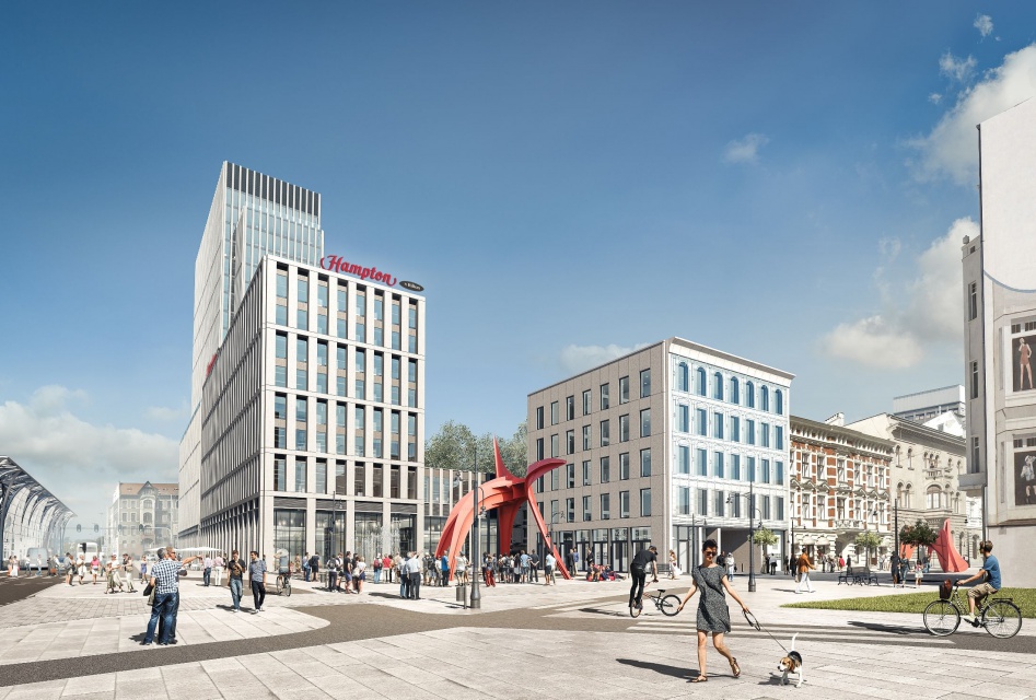 Piotrkowska 155 widok od ul. Mickiewicza fot. materiały inwestora Piotrkowska 155, czyli nowoczesność, komfort i ekologia od PRC Architekci