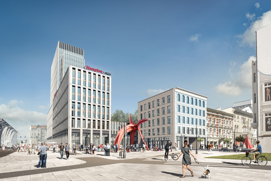 Piotrkowska 155 widok od ul. Mickiewicza fot. materiały inwestora Piotrkowska 155, czyli nowoczesność, komfort i ekologia od PRC Architekci