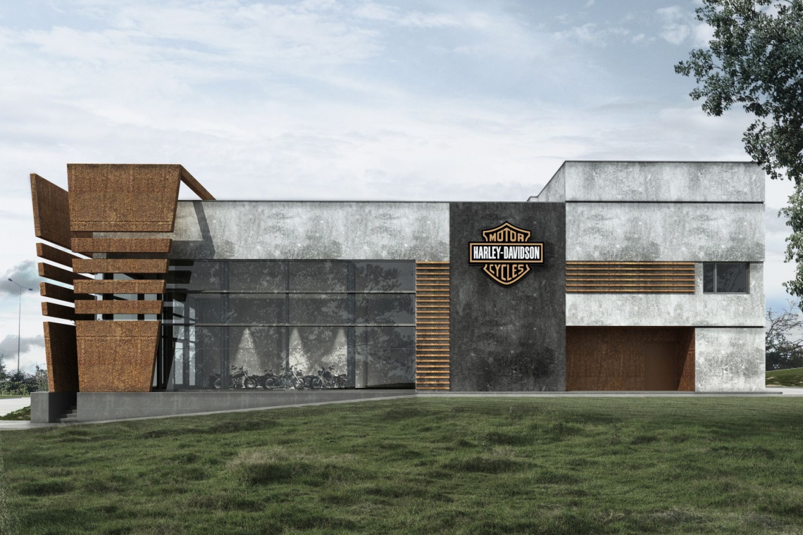 Obiekt został zaprojektowany przez zespół projektowy Pracowni Projektowej Archi Andrzeja Depy, fot. materiały pracowni Tak będzie wyglądał salon Harley Davidson. To pierwszy salon marki na wschodzie Polski