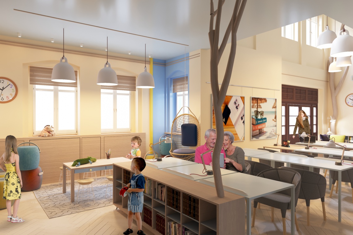 fot. Sikora Wnętrza Znamy szczegóły projektu biblioteki na dworcu we Władysławowie