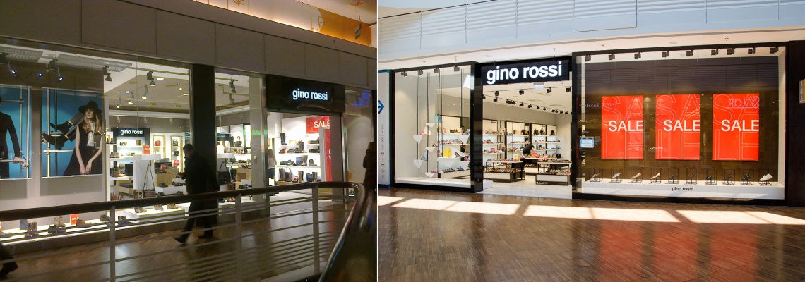 Gino Rossi "before and after" w łódzkiej Manufakturze, fot. Manufaktura Tak się zmienia Manufaktura. Zobacz najnowsze koncepty polskich i światowych marek