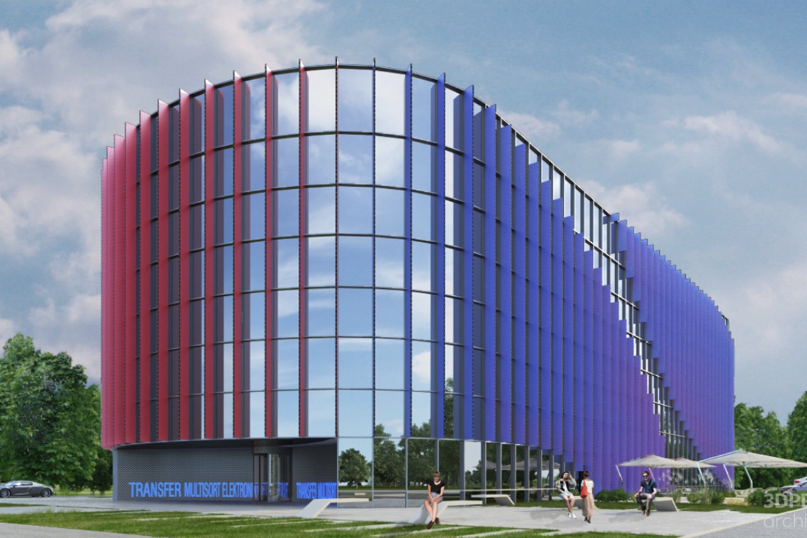 Biurowiec firmy Transfer Multisort Elektronik w Łodzi. Projekt powstał w pracowni 3DProjekt Mariusz Wojtczak Pełen światła i minimalizmu. To nowy biurowiec w Łodzi