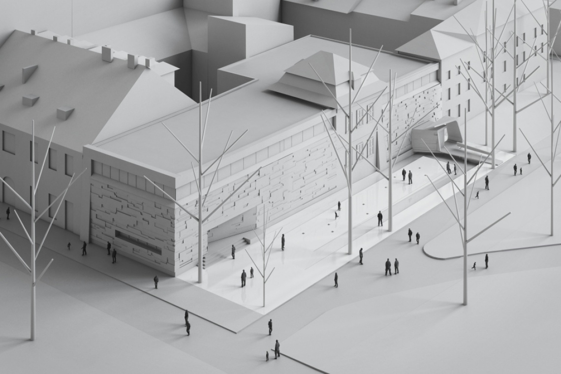 Wizualizacja projektu autorstwa Roberta Koniecznego (KWK PROMES). Widok z lotu ptaka Galeria Bunkier Sztuki – realizacja niemożliwego?